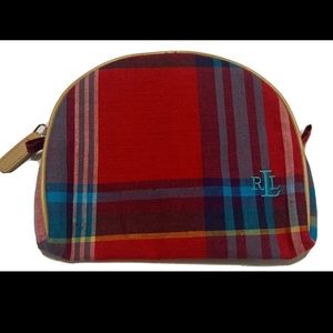 Ralph Lauren Red& Blue Plaid Vintage Colorful Small Makeup Cosmetic Bag Vintage